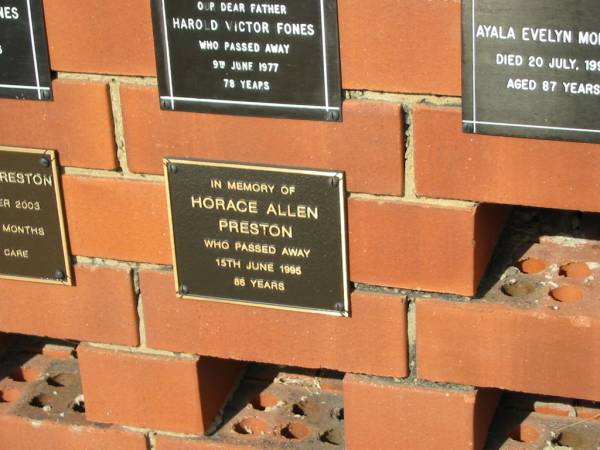 Horace Allen PRESTON  | 15 Jun 1995  | 86 yrs  |   | Sherwood (Anglican) Cemetery, Brisbane  |   | 
