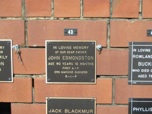 John EDMONDSTON  | age 90 yrs 10 Months  |   | Sherwood (Anglican) Cemetery, Brisbane  |   | 