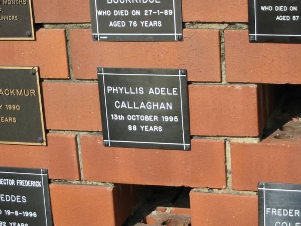 Phyllis Adele CALLAGHAN  | 13 Oct 1995  | aged 88  |   | Sherwood (Anglican) Cemetery, Brisbane  |   | 