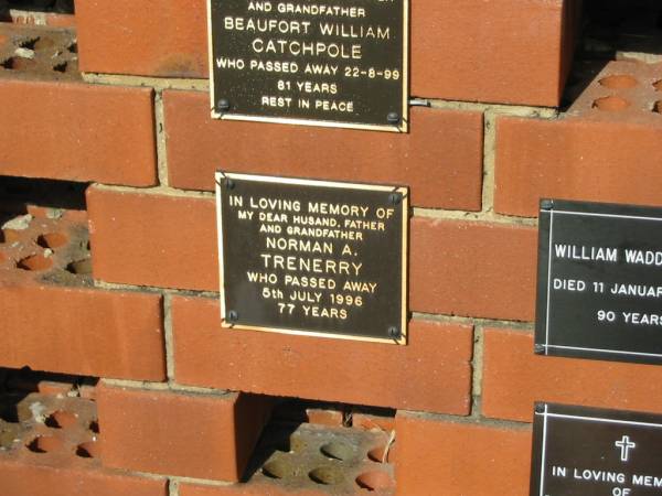 Norman A. TRENERRY  | 5 Jul 1996  | 77 yrs  |   | Sherwood (Anglican) Cemetery, Brisbane  | 