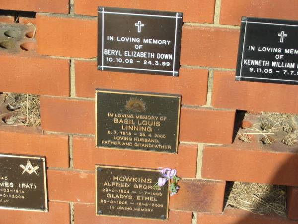 Basil Louis LINNING  | 8-7-1918 to 26-4-2000  |   | Sherwood (Anglican) Cemetery, Brisbane  | 