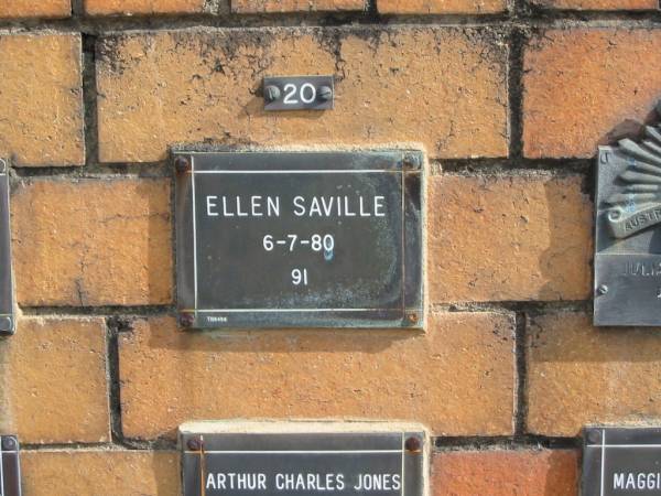 Ellen SAVILLE  | 6-7-80  | age 91  |   | Sherwood (Anglican) Cemetery, Brisbane  | 
