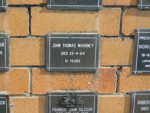 John Thomas MAHONEY  | 22-4-64  | 51 yrs  |   | Sherwood (Anglican) Cemetery, Brisbane  | 
