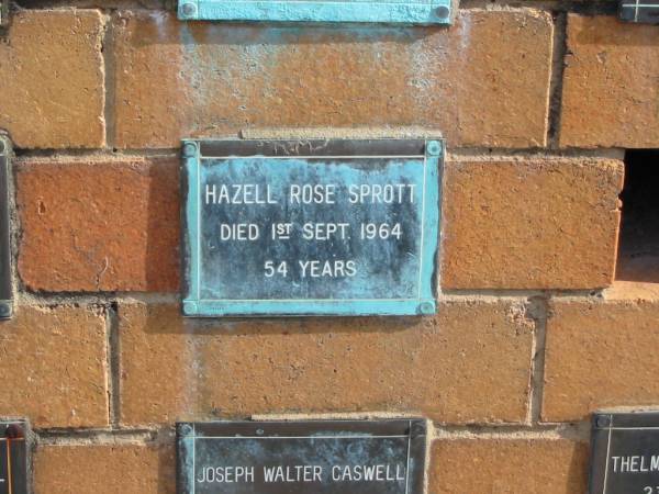 Hazell Rose SPROTT  | 1 Sep 1964  | 54 yrs  |   | Sherwood (Anglican) Cemetery, Brisbane  | 