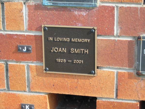 Joan SMITH  | 1925 - 2001  |   | Sherwood (Anglican) Cemetery, Brisbane  | 