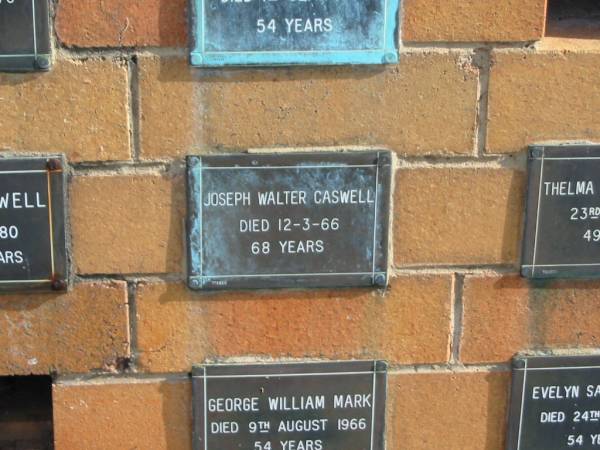 Joseph Walter CASWELL  | 12-3-66  | 68 yrs  |   | Sherwood (Anglican) Cemetery, Brisbane  | 