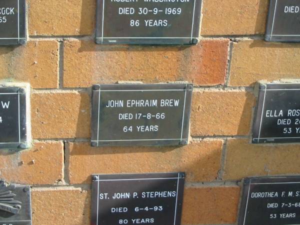 John Ephraim BREW  | 17-8-66  | 64 yrs  |   | Sherwood (Anglican) Cemetery, Brisbane  | 