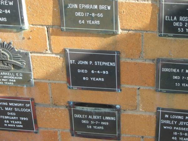 St John P STEPHENS  | 6-4-93  | 80 yrs  |   | Sherwood (Anglican) Cemetery, Brisbane  | 