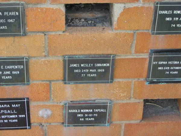James Wesley SINNAMON  | 24 Mar 1969  | 77 yrs  |   | Sherwood (Anglican) Cemetery, Brisbane  | 