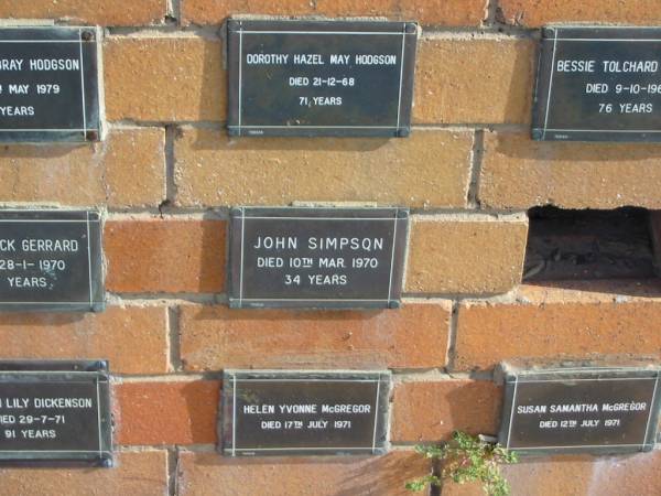 John SIMPSON  | 10 Mar 1970  | 34 yrs  |   | Sherwood (Anglican) Cemetery, Brisbane  | 