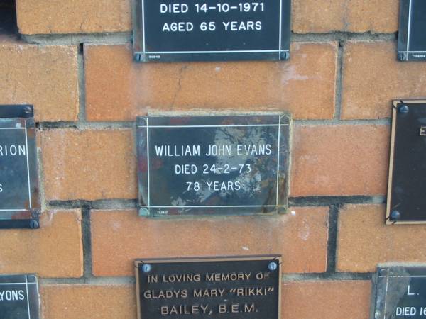 William John EVANS  | 24-2-73  | 78 yrs  |   | Sherwood (Anglican) Cemetery, Brisbane  | 