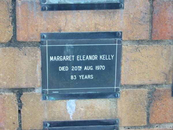 Margaret Eleanor KELLY  | 20 Aug 1970  | 83 yrs  |   | Sherwood (Anglican) Cemetery, Brisbane  | 