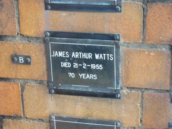 James Arthur WATTS  | 21-2-1955  | 70 yrs  |   | Sherwood (Anglican) Cemetery, Brisbane  | 