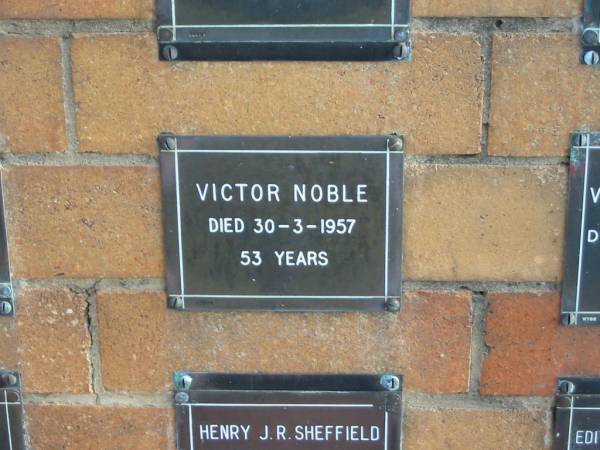 Victor NOBLE  | 30-3-1957  | 53 yrs  |   | Sherwood (Anglican) Cemetery, Brisbane  | 