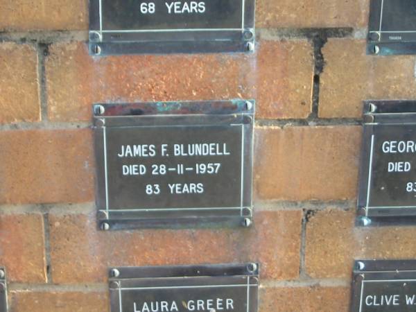 James F BLUNDELL  | 28-11-1957  | 83 yrs  |   | Sherwood (Anglican) Cemetery, Brisbane  | 