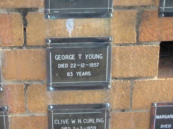 George T YOUNG  | 22-12-1957  | 83 yrs  |   | Sherwood (Anglican) Cemetery, Brisbane  | 