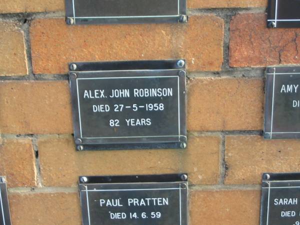 Alex John ROBINSON  | 27-5-1958  | 82 yrs  |   | Sherwood (Anglican) Cemetery, Brisbane  | 
