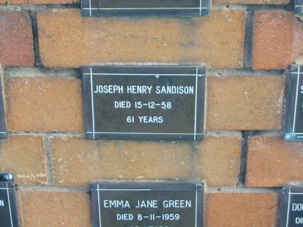 Joseph Henry SANDISON  | 15-12-58  | 61 yrs  |   | Sherwood (Anglican) Cemetery, Brisbane  | 