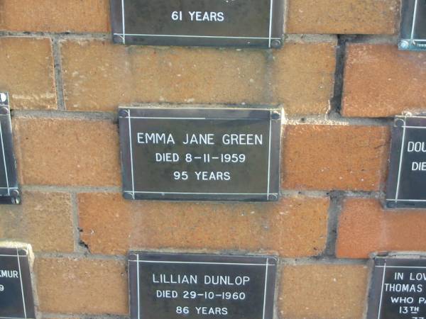 Emma Jane GREEN  | 8-11-1959  | 95 yrs  |   | Sherwood (Anglican) Cemetery, Brisbane  | 
