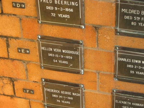 Hellen Vera WOODHOUSE  | 15-9-1959  | 54 yrs  |   | Sherwood (Anglican) Cemetery, Brisbane  | 
