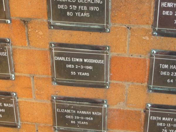 Charles Edwin WOODHOUSE  | 2-3-1961  | 55 yrs  |   | Sherwood (Anglican) Cemetery, Brisbane  | 