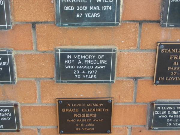 Roy A FREDLINE  | 29-4-1977  | 70 yrs  |   | Sherwood (Anglican) Cemetery, Brisbane  | 