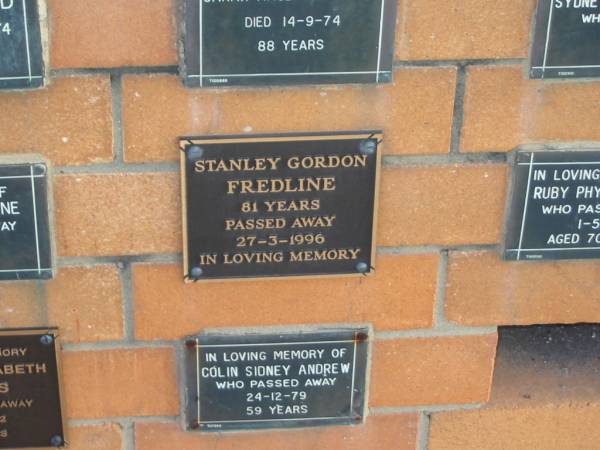 Stanley Gordon FREDLINE  | 27-3-1996  | 81 yrs  |   | Sherwood (Anglican) Cemetery, Brisbane  | 