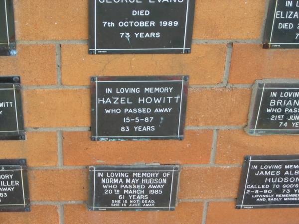 Hazel HOWITT  | 15-5-87  | 83 yrs  |   | Sherwood (Anglican) Cemetery, Brisbane  | 