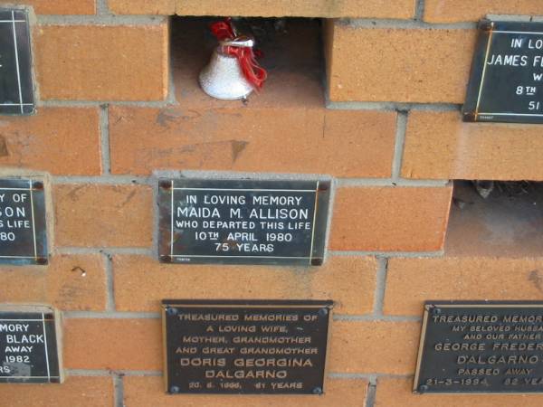 Maida M ALLISON  | 10 Apr 1980  | 75 yrs  |   | Sherwood (Anglican) Cemetery, Brisbane  | 