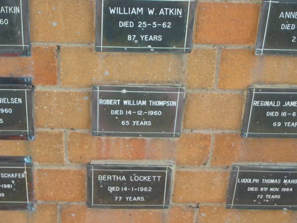 Robert William THOMPSON  | 14-12-1960  | 65 yrs  |   | Sherwood (Anglican) Cemetery, Brisbane  | 