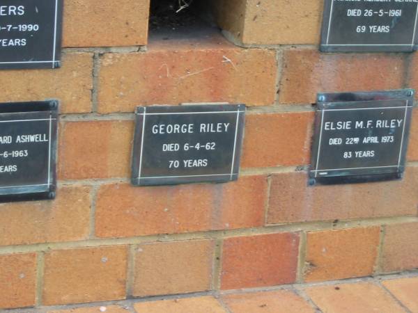 George RILEY  | 6-4-62  | 70 yrs  |   | Sherwood (Anglican) Cemetery, Brisbane  | 