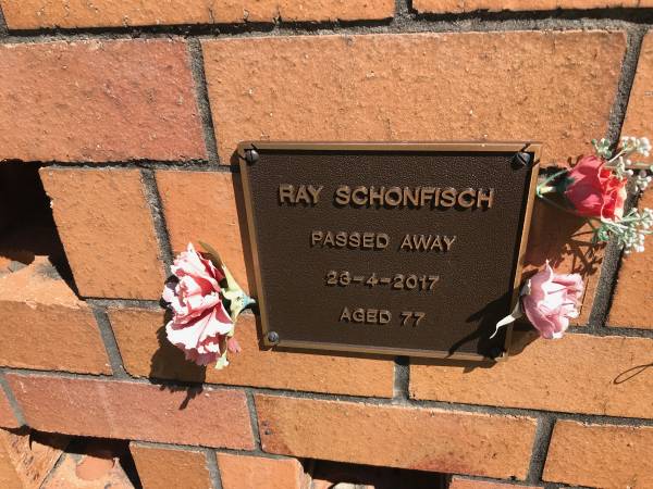 Ray Schonfisch  | d: 23 Apr 2017 aged 77  |   | Sherwood (Anglican) Cemetery, Brisbane  |   | 