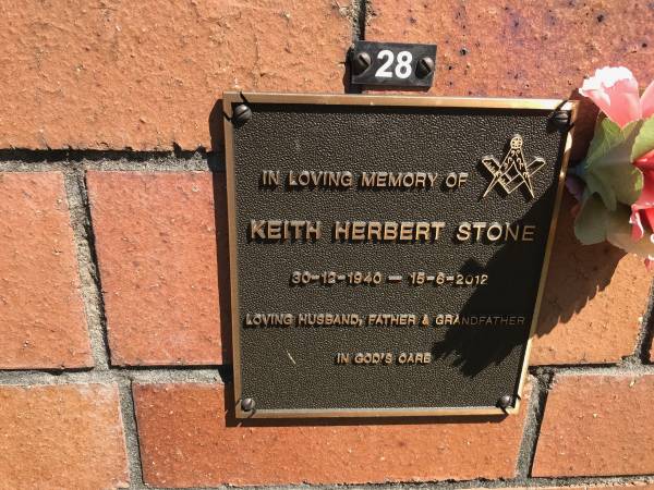 Keith Herbert STONE  | b: 30 Dec 1940  | d: 15 Jun 2012  |   | Sherwood (Anglican) Cemetery, Brisbane  |   | 
