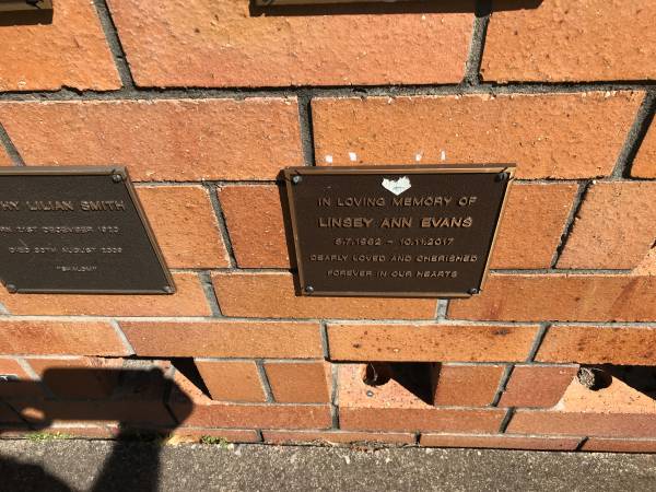 Linsey Ann EVANS  | b: 8 Jul 1962  | d: 10 Nov 2017  |   | Sherwood (Anglican) Cemetery, Brisbane  |   | 