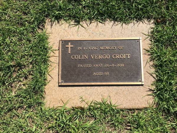 Colin Vergo CROFT  | d: 26 Aug 2011 aged 88  |   | Sherwood (Anglican) Cemetery, Brisbane  |   | 
