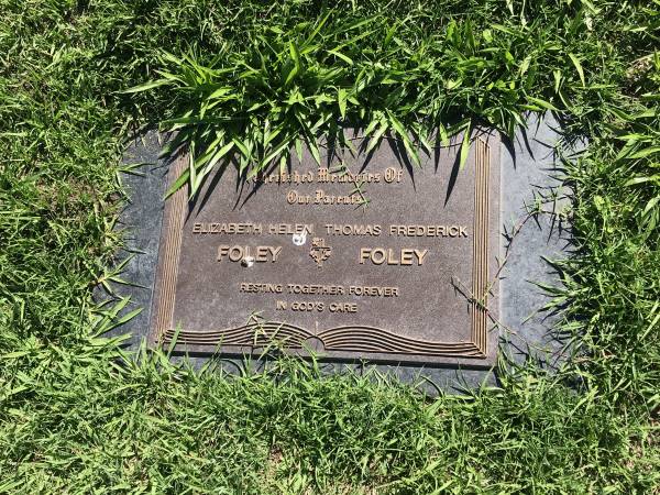 Elizabeth Helen FOLEY  |   | Thomas Frederick FOLEY  |   | Sherwood (Anglican) Cemetery, Brisbane  |   | 