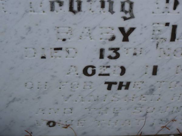 baby ELLIS,  | died 13 Nov 1954 aged 11 months;  | Silverleigh Lutheran cemetery, Rosalie Shire  | 