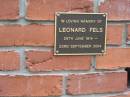 
Leonard FELS,
29 June 1914 - 23 Sept 2004;
Slacks Creek St Marks Anglican cemetery, Daisy Hill, Logan City
