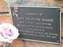 
Mary Welbourn CHANCE,
born 4-7-23 died 4-11-96,
wife of Francis (Frank),
mother of Veronica, Rosemary, Shirley & Michael;
Slacks Creek St Marks Anglican cemetery, Daisy Hill, Logan City
