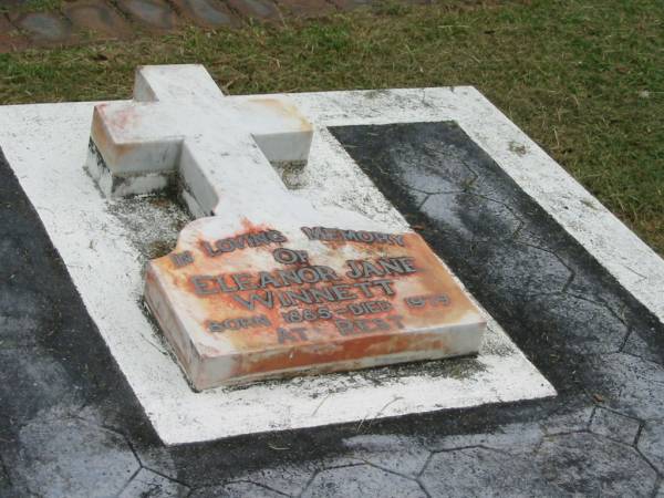 Eleanor Jane WINNETT,  | born 1885 died 1979;  | Slacks Creek St Mark's Anglican cemetery, Daisy Hill, Logan City  | 