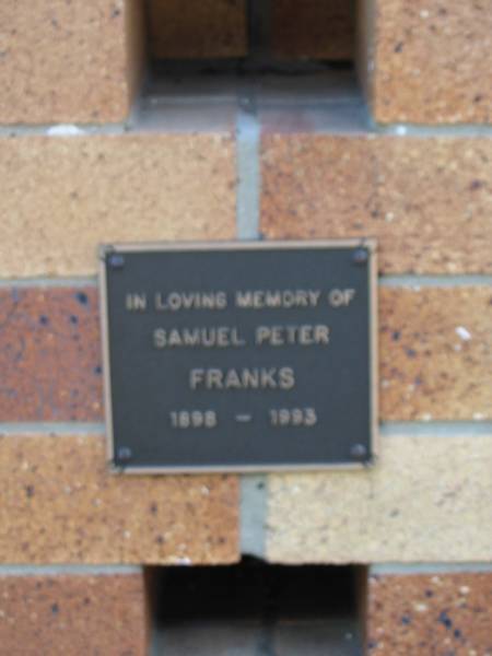 Samuel Peter FRANKS  | 1898 - 1993  |   | Liberal Catholic Church of St Alban, Brisbane  |   | 