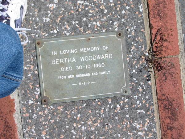 Bertha WOODWARD  | 30-10-1960  |   | St Margarets Anglican memorial garden, Sandgate, Brisbane  |   | 