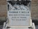 
Thomas F WELLS
17 Feb 1895, aged 51
Stone Quarry Cemetery, Jeebropilly, Ipswich

