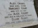 
Alex GRANT
10 Apr 1881
Margaret GRANT
25 Oct 1881
Alex GRANT
4 Jul 1916, aged 71
Ellen GRANT
8 Jun 1925 aged 74
Herbert GRANT
aged 1 month
Stone Quarry Cemetery, Jeebropilly, Ipswich
