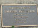 
Lorimer John HORNE
21 Dec 1991, aged 65
Stone Quarry Cemetery, Jeebropilly, Ipswich
