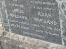 
Louisa WIEGAND
27 Jan 1964, aged 89
Adam WIEGAND
7 May 1938, aged 74
Stone Quarry Cemetery, Jeebropilly, Ipswich
