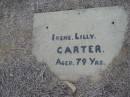 
Irene Lilly CARTER
aged 79
Stone Quarry Cemetery, Jeebropilly, Ipswich
