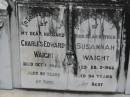 
Charles Edward WAIGHT
1 Oct 1925, aged 55
Susannah WAIGHT
2 Feb 1966, aged 94
Stone Quarry Cemetery, Jeebropilly, Ipswich
