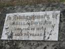 
Isabella DAVIDSON
26 Feb 1972, aged 79
Stone Quarry Cemetery, Jeebropilly, Ipswich
