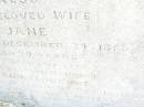 
Maude,
daughter of Louis & Jane LEWIS,
died 10 Feb 1885 aged 4 years 7 months;
Jane,
wife,
died 24 Dec 1885 aged 29 years;
Ada Florence,
daughter,
died Clermont 18 Oct 1887
aged 5 years 4 months;
Swan Creek Anglican cemetery, Warwick Shire
